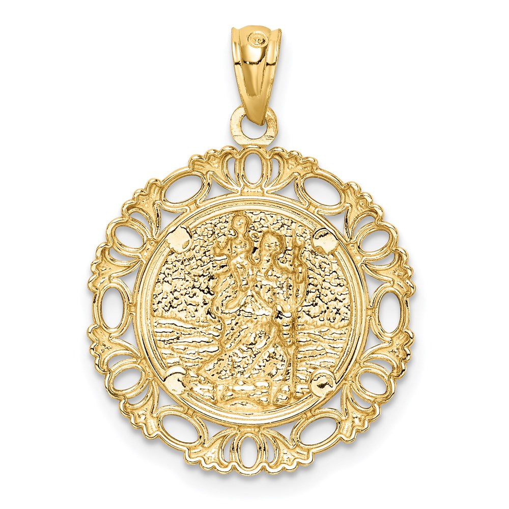 14K w/ Rhodium St. Christopher Medal