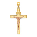 14K Two-tone INRI Crucifix Pendant