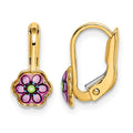14K Children's Enamel Flower Leverback Earrings