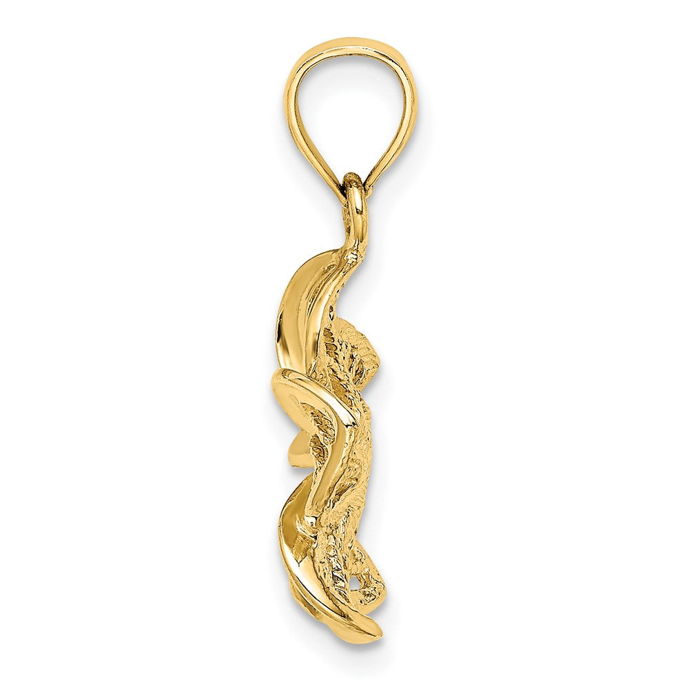 14k Beaded and Polished Plumeria Flower Charm