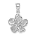 14k White Gold Beaded and Polished Plumeria Flower Charm