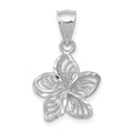 14k White Gold Polished and Beaded Plumeria Flower Charm