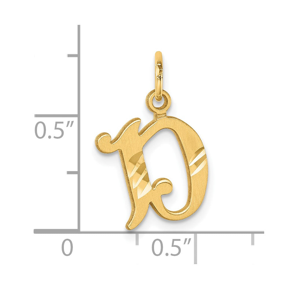 14K Diamond-cut Letter D Initial Charm