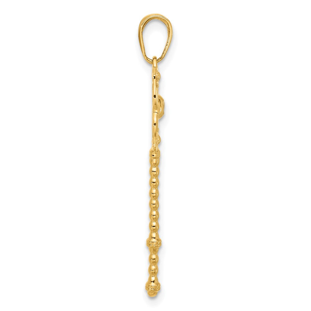 14k and White Rhodium D/C Floral Key Pendant