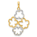 14k and White Rhodium Polished and D/C Flowers Pendant