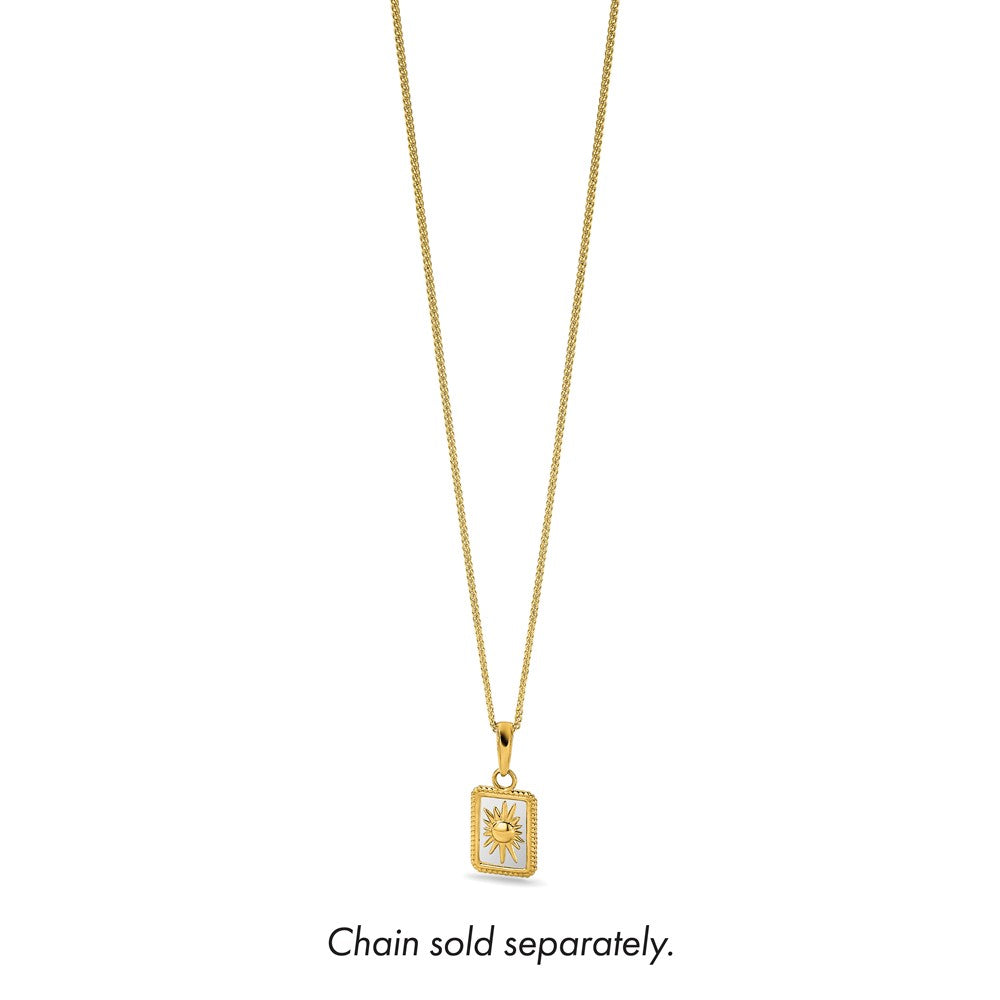 14K and White Rhodium Sun in Frame Pendant