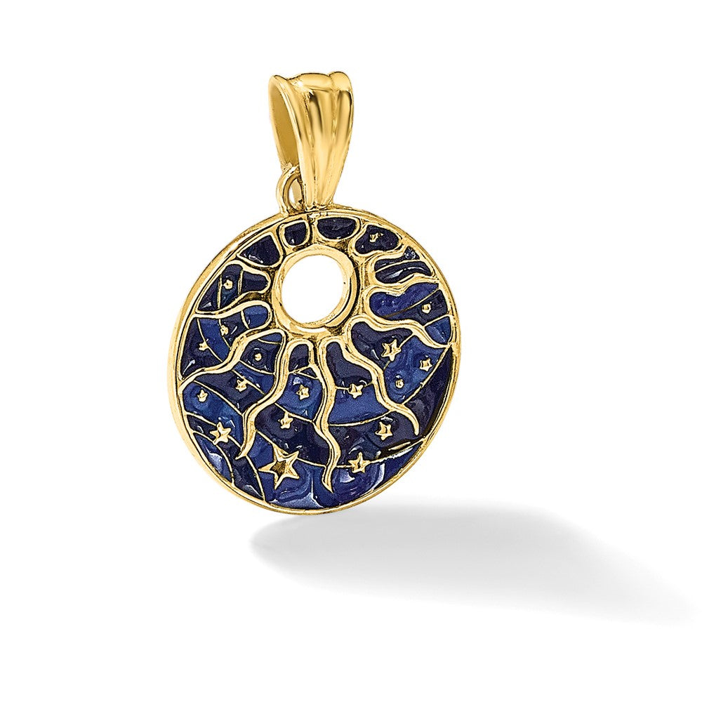 14K Polished Enameled Sun and Stars Pendant