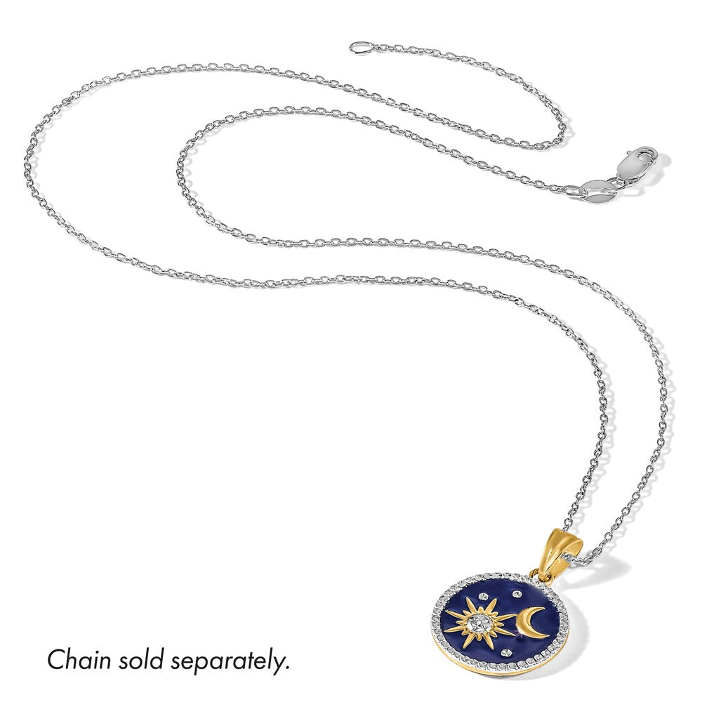 14K and White Rhodium D/C Enameled Sun and Moon Pendant