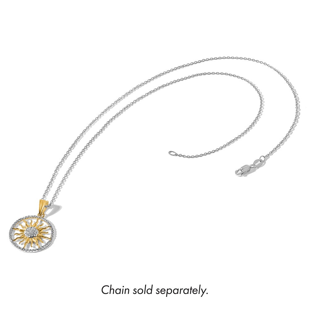 14K and White Rhodium D/C Sun Pendant