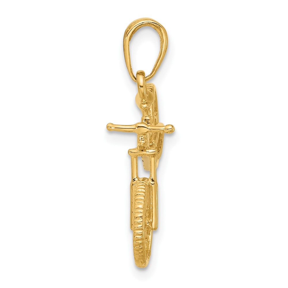 14k and White Rhodium D/C 3D Bicycle Pendant