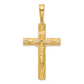 14K Polished and Textured Crucifix Pendant