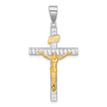 14K Two-tone Polished and Diamond-cut Crucifix Pendant