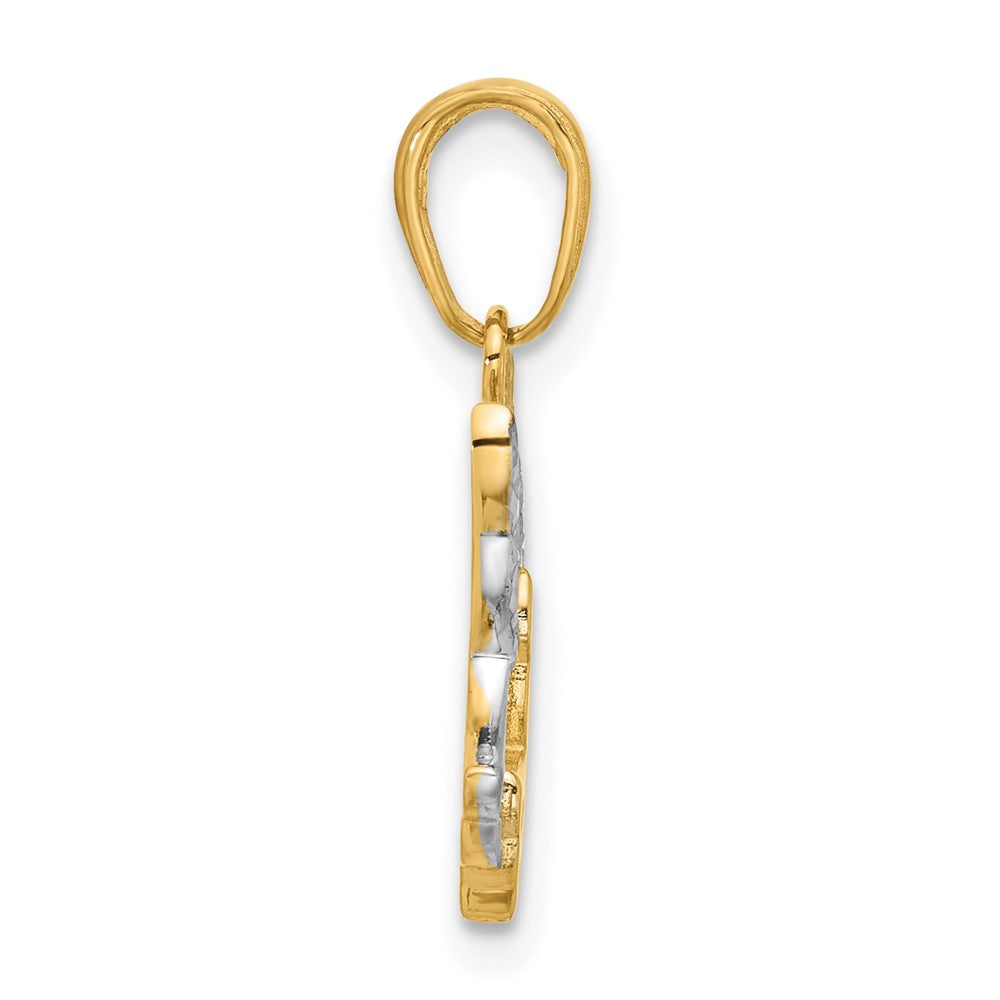 14K with White Rhodium D/C Doves Pendant