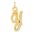14k Yellow Gold Casted Script Letter Y Initial Charm