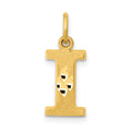 14KY Satin Diamond-cut Letter I Initial Charm