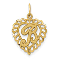 14k Heart Letter B Charm