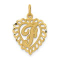 14k Heart Letter F Charm