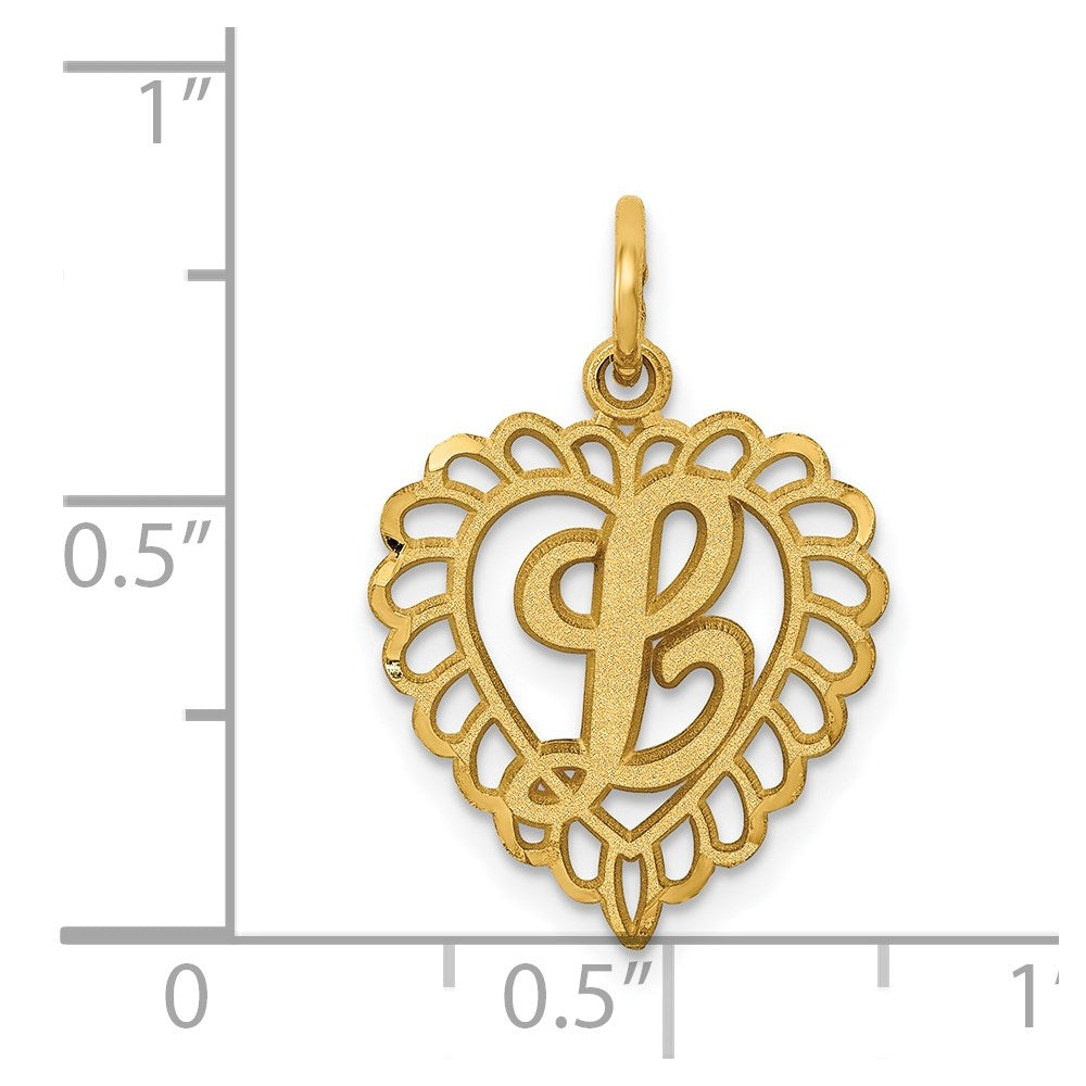14k Heart Letter L Charm