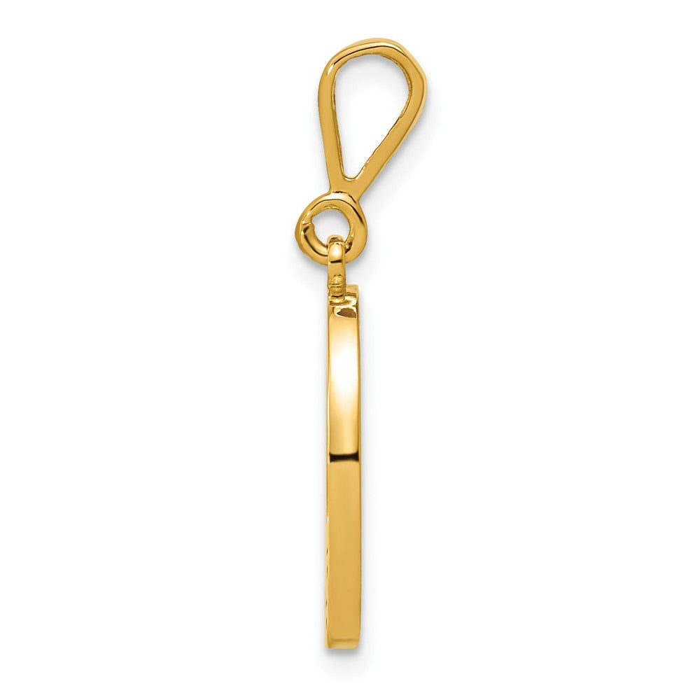 14KY Polished Script Filigree Letter Q Initial Pendant