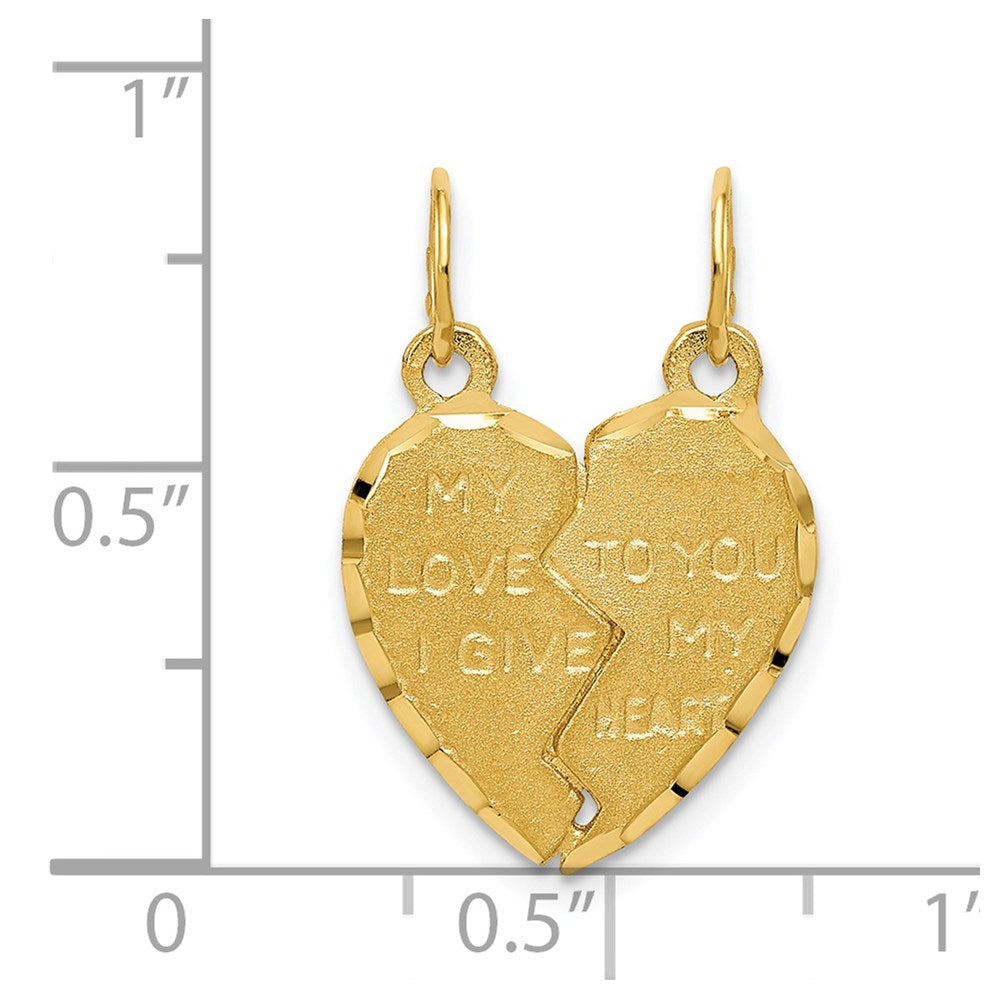 14k Break Apart MY LOVE TO YOU I GIVE MY HEART Charm
