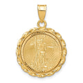 14ky 1/10oz Mounted American Eagle Coin Twisted Wire D/C Bezel Pendant