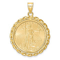 14ky 1/4oz Mounted American Eagle Coin Twisted Wire D/C Bezel Pendant