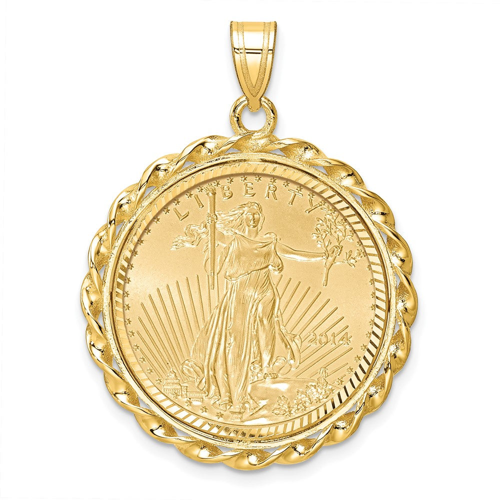 14ky 1/4oz Mounted American Eagle Coin Twisted Wire D/C Bezel Pendant