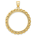 14k Twisted Wire & Diamond-cut 27.0mm Prong Coin Bezel Pendant