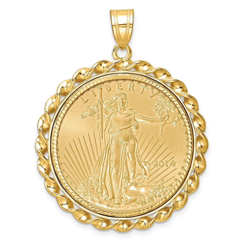 14ky 1/2oz Mounted American Eagle Coin Twisted Wire D/C Bezel Pendant