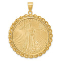 14ky 1oz Mounted American Eagle Coin Twisted Wire D/C Bezel Pendant