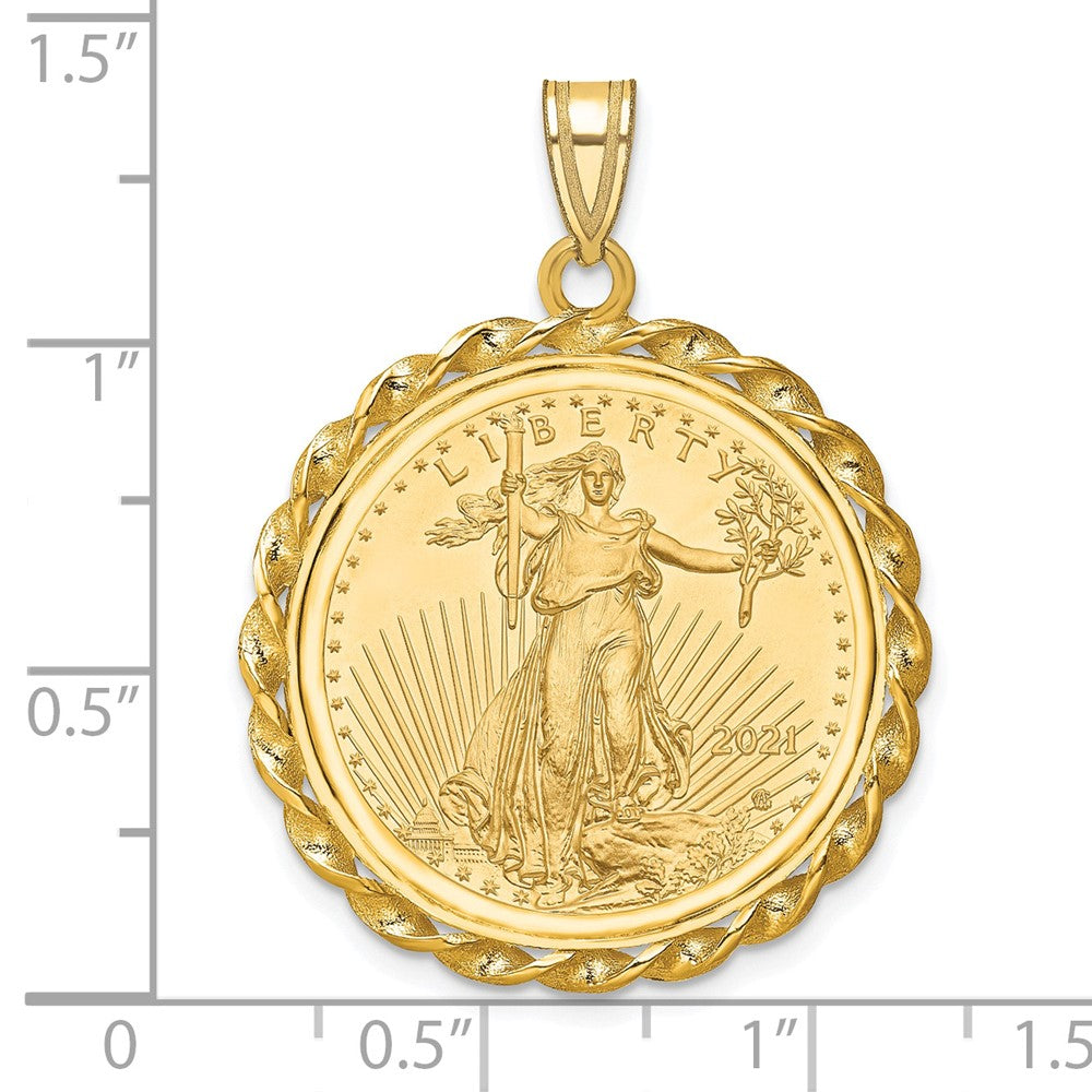 14k Twisted Wire Mounted 1/4oz AM Eagle Prong Coin Bezel Pendant
