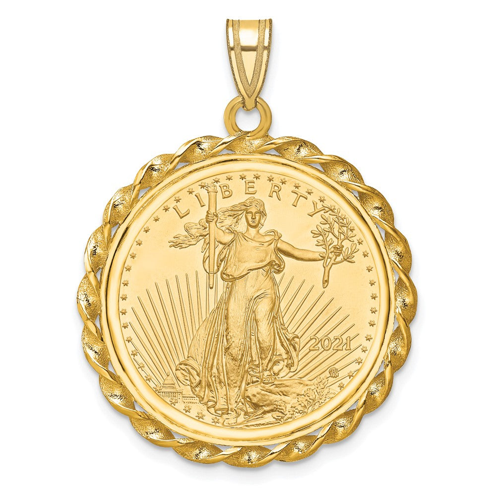 14k Twisted Wire Mounted 1/4oz AM Eagle Prong Coin Bezel Pendant
