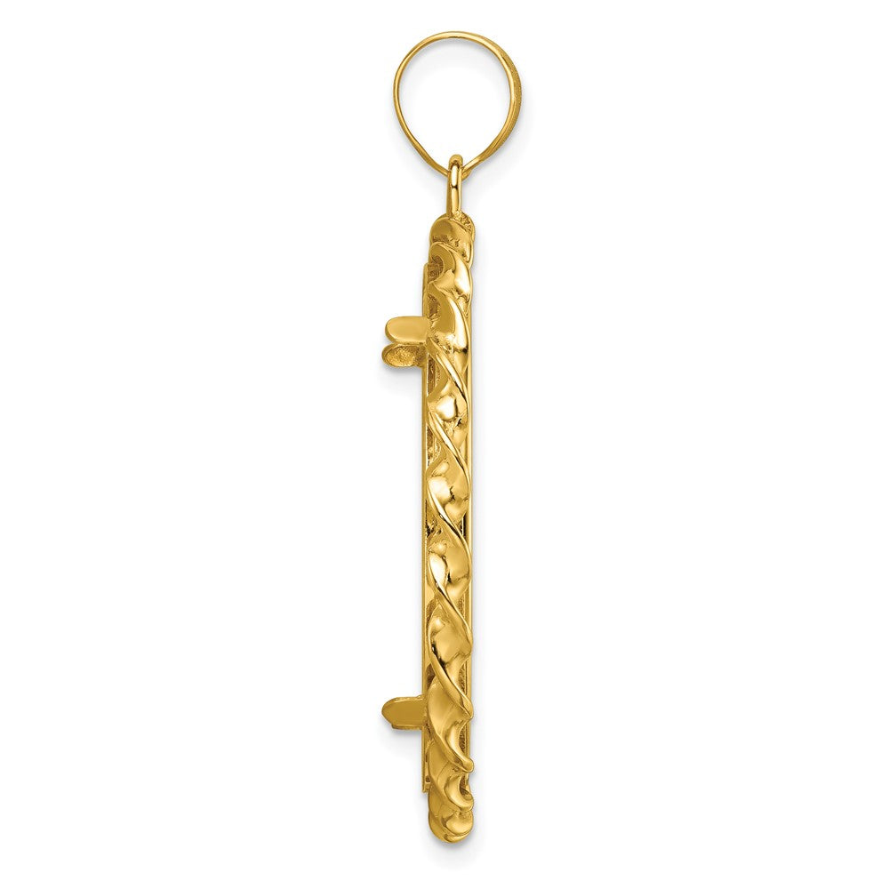 14k Polished Wide Twisted Wire 27.0mm Prong Coin Bezel Pendant