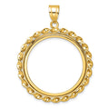 14k Polished Wide Twisted Wire 27.0mm Prong Coin Bezel Pendant