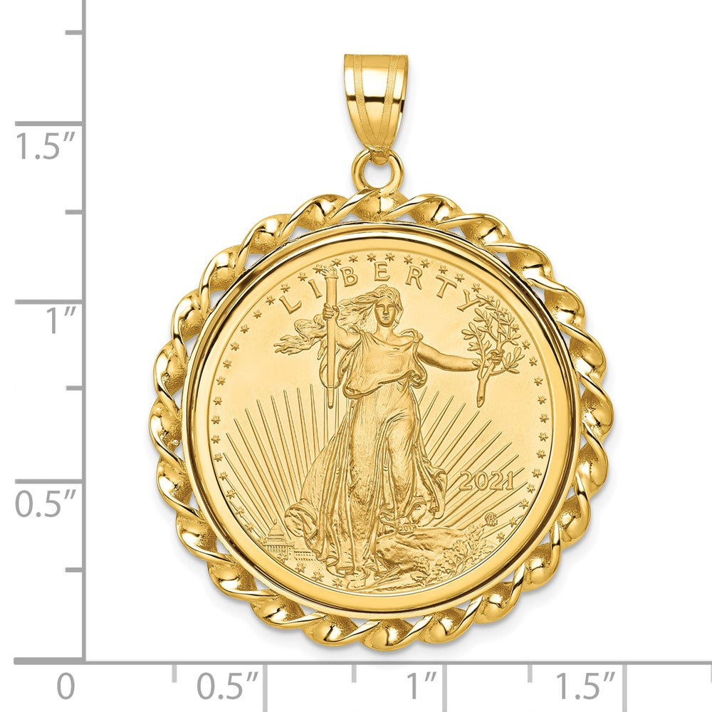 14k Twisted Wire Mounted 1/2oz AM Eagle Prong Coin Bezel Pendant