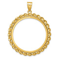 14k Polished Wide Twisted Wire 32.7mm Prong Coin Bezel Pendant