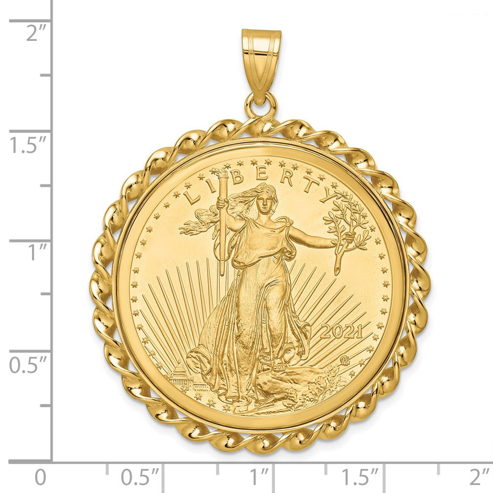14k Twisted Wire Mounted 1oz AM Eagle Prong Coin Bezel Pendant