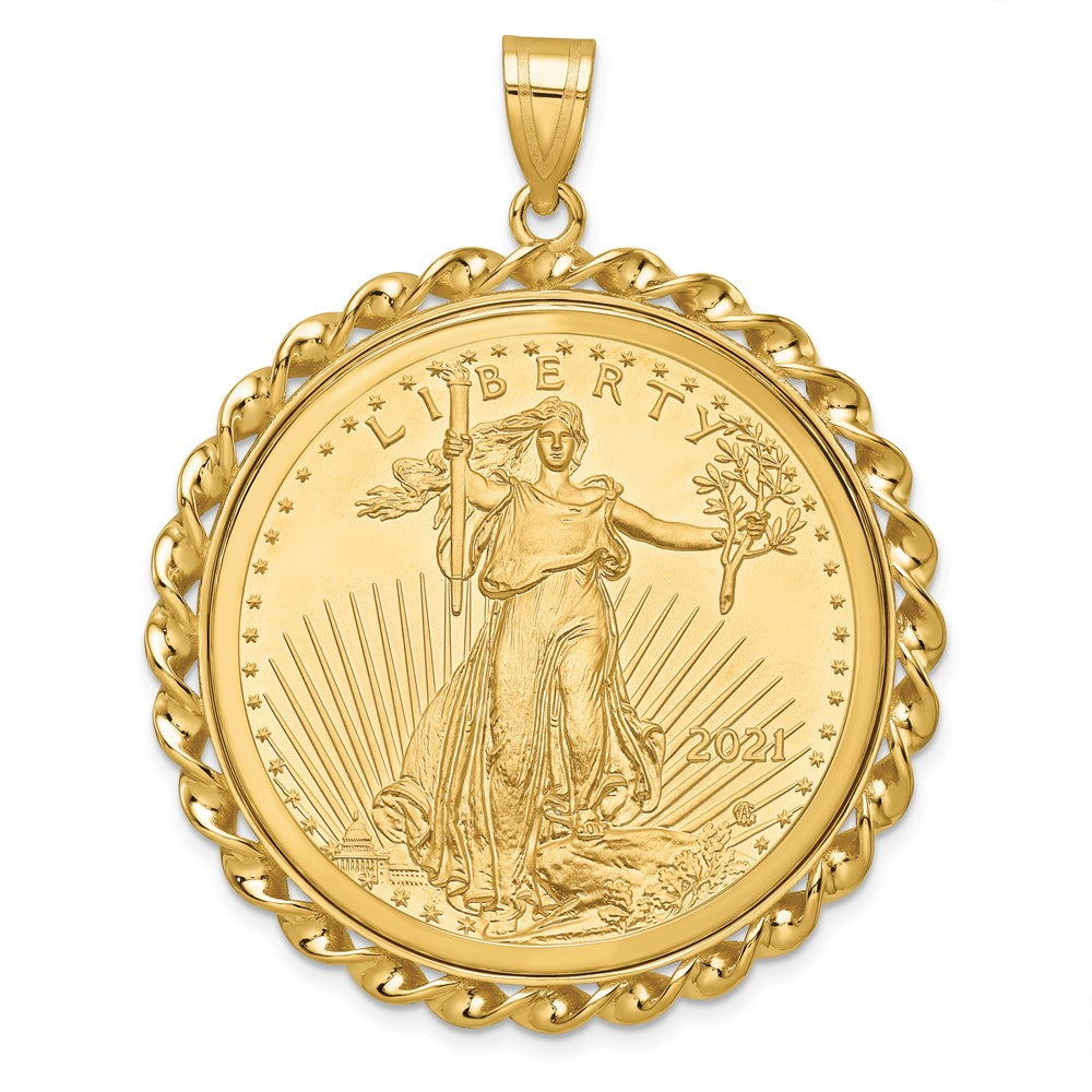 14k Twisted Wire Mounted 1oz AM Eagle Prong Coin Bezel Pendant