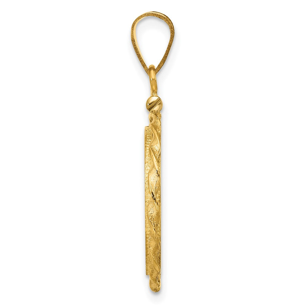 14k Wide Twisted Wire 16.5mm x 1.35mm Screw Top Coin Bezel Pendant