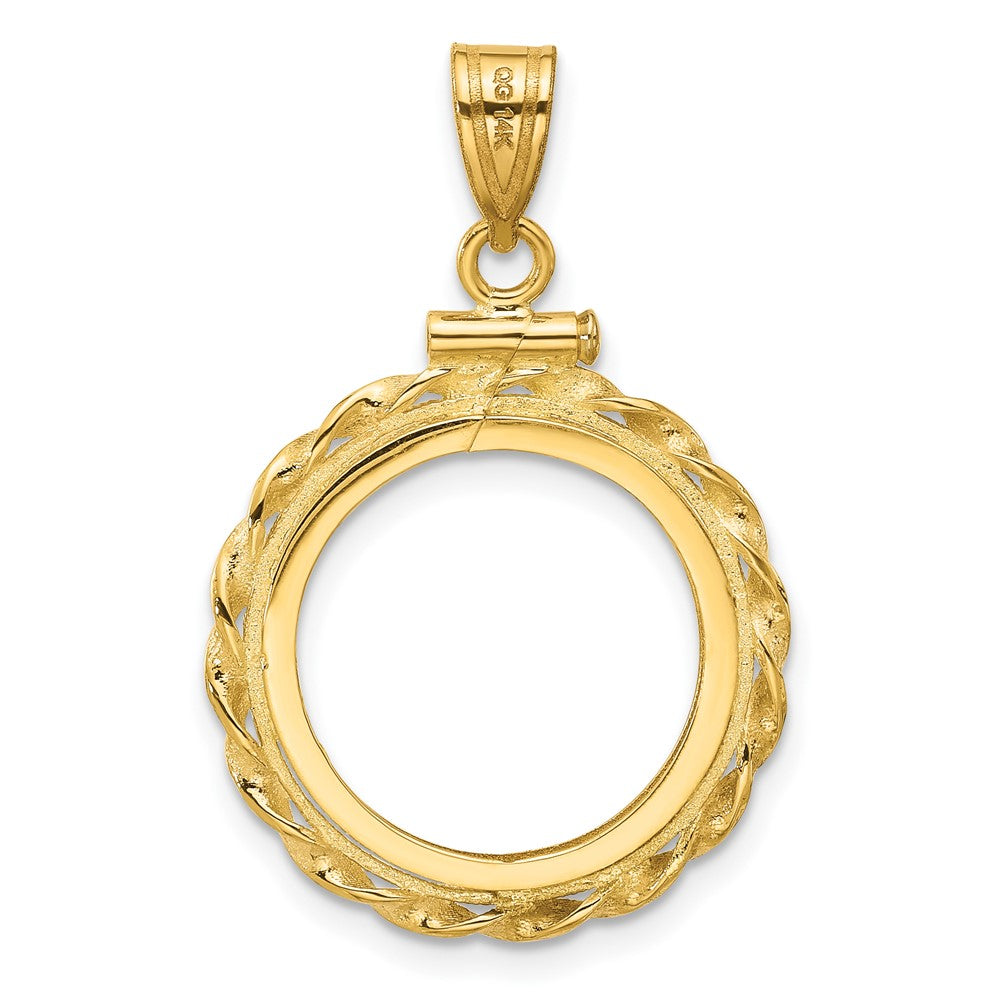 14k Wide Twisted Wire 16.5mm x 1.35mm Screw Top Coin Bezel Pendant