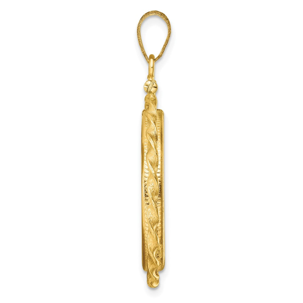 14k Wide Twisted Wire 22.0mm x 1.9mm Screw Top Coin Bezel Pendant
