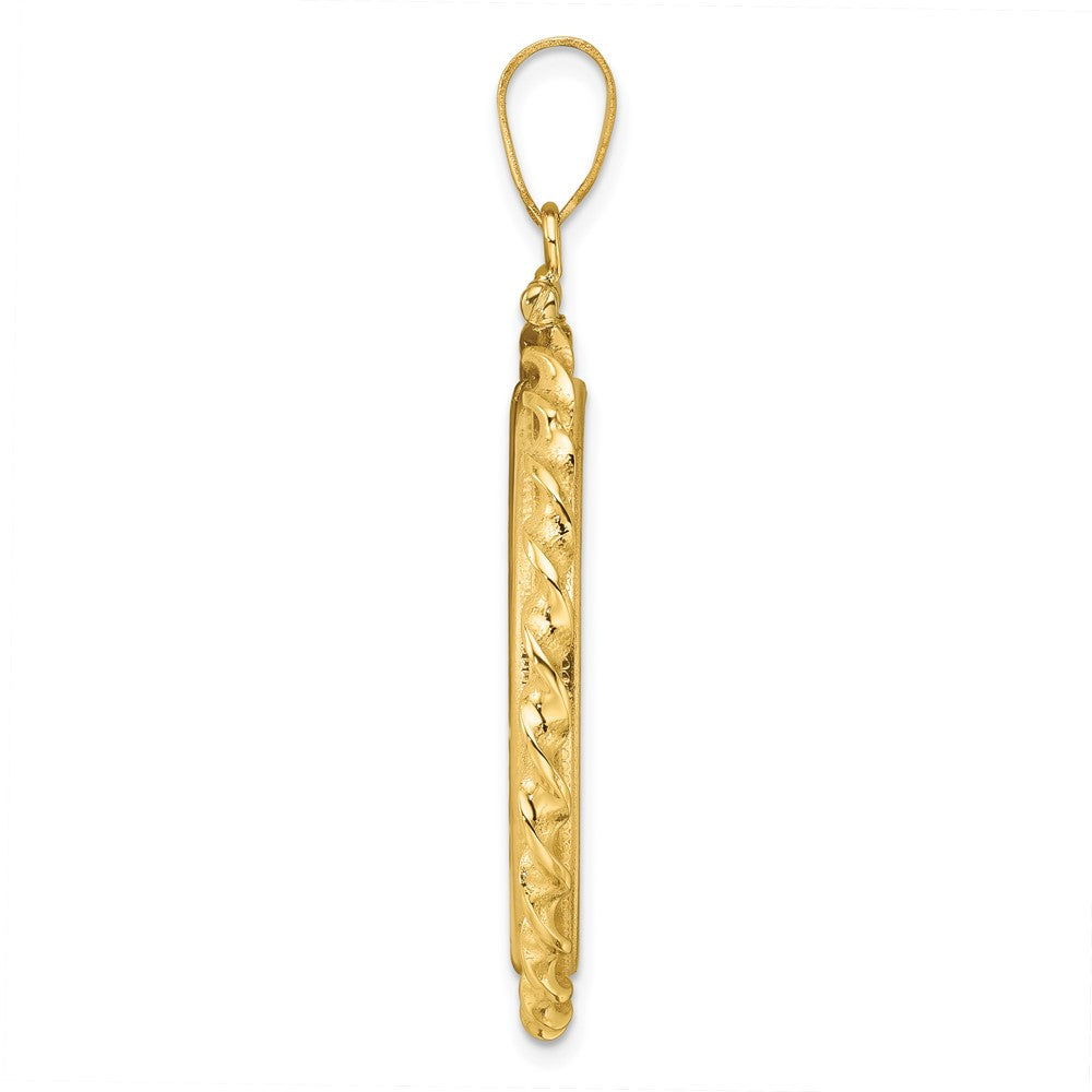 14k Wide Twisted Wire 27.0mm x 2.35mm Screw Top Coin Bezel Pendant