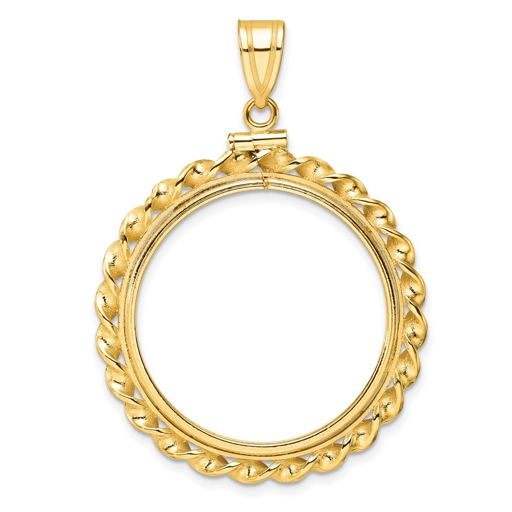 14k Wide Twisted Wire 27.0mm x 2.35mm Screw Top Coin Bezel Pendant