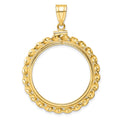 14k Wide Twisted Wire 27.0mm x 2.35mm Screw Top Coin Bezel Pendant