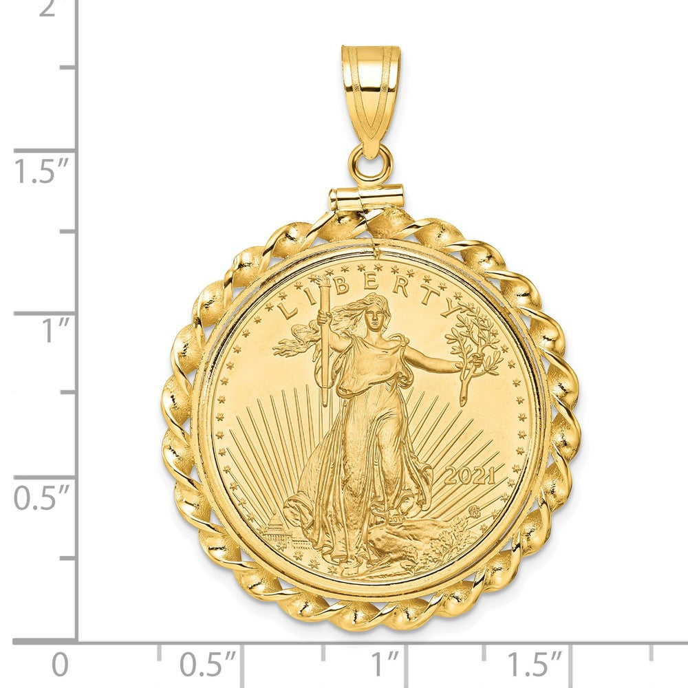 14k Wide Twist Wire Mntd 1/2oz AM Eagle Screw Top Coin Bezel Pendant