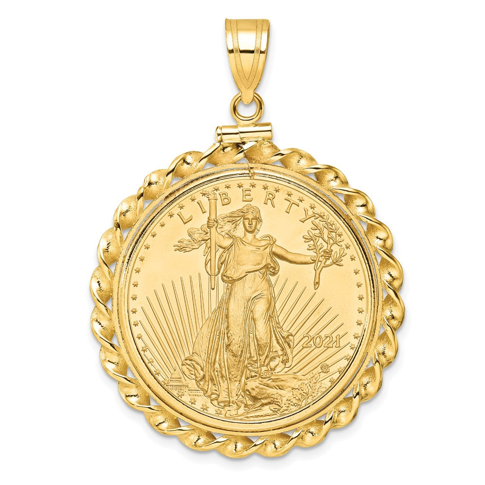 14k Wide Twist Wire Mntd 1/2oz AM Eagle Screw Top Coin Bezel Pendant