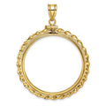 14k Wide Twisted Wire 32.0mm x 2.85mm Screw Top Coin Bezel Pendant