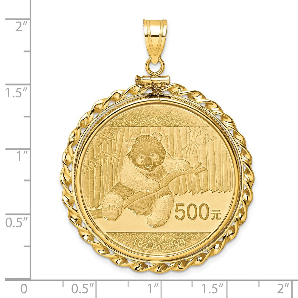 14k Wide Twisted Wire Mounted 1oz Panda Screw Top Coin Bezel Pendant