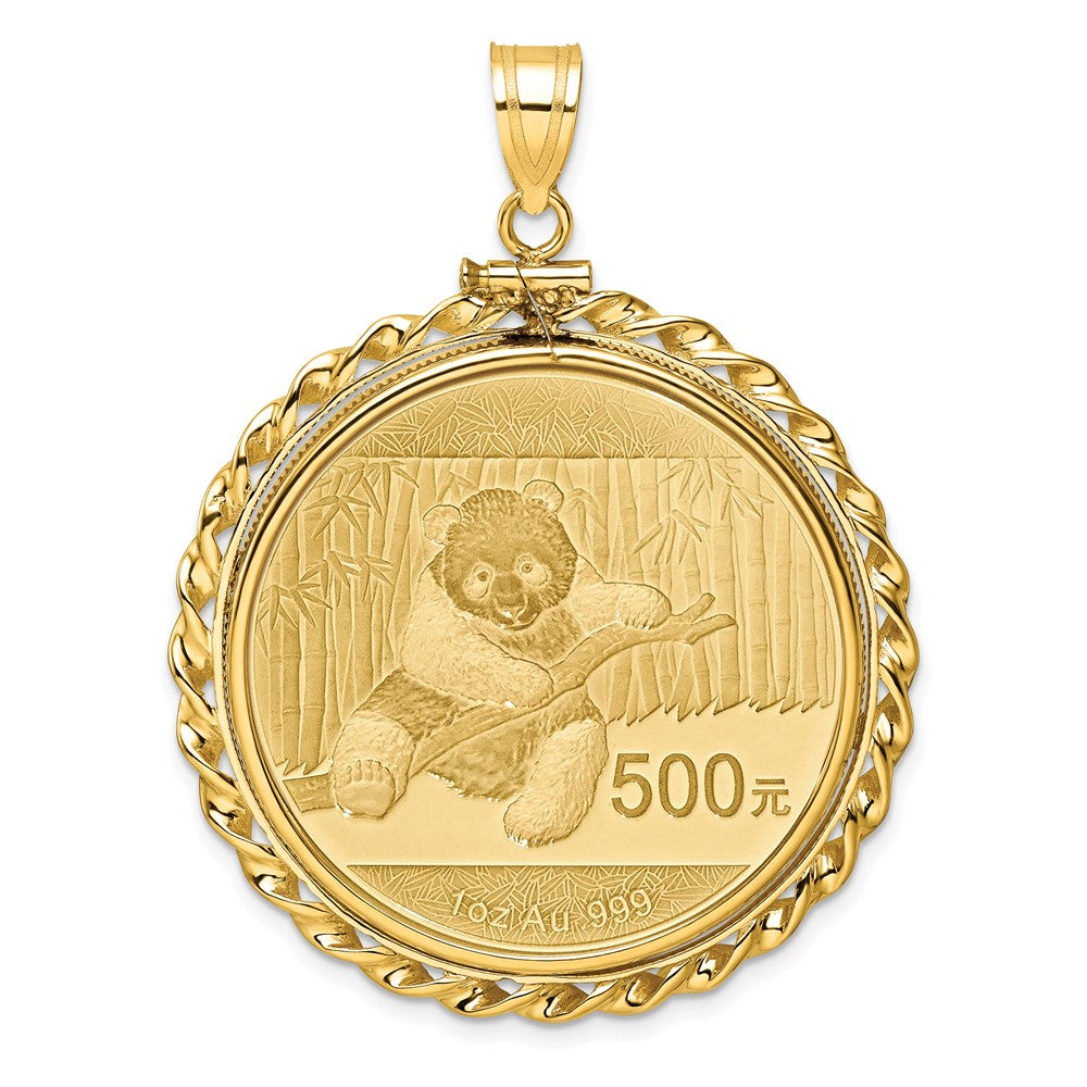 14k Wide Twisted Wire Mounted 1oz Panda Screw Top Coin Bezel Pendant