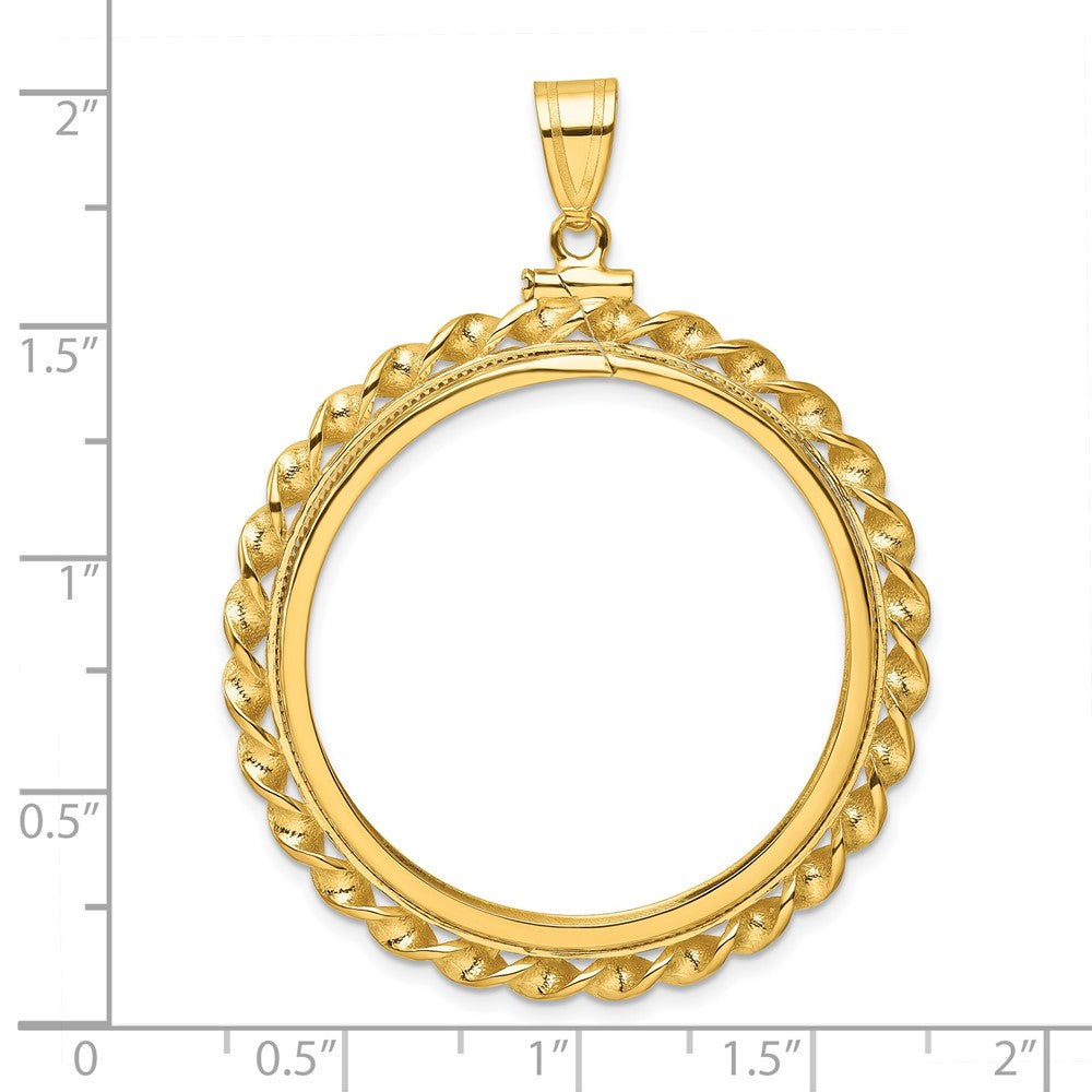 14k Wide Twisted Wire 32.7mm x 3.00mm Screw Top Coin Bezel Pendant